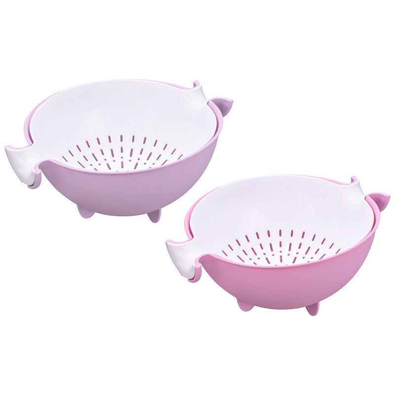 Kitchen Strainer Colander 2PCS， Food Strainer Washing Basket with Handles