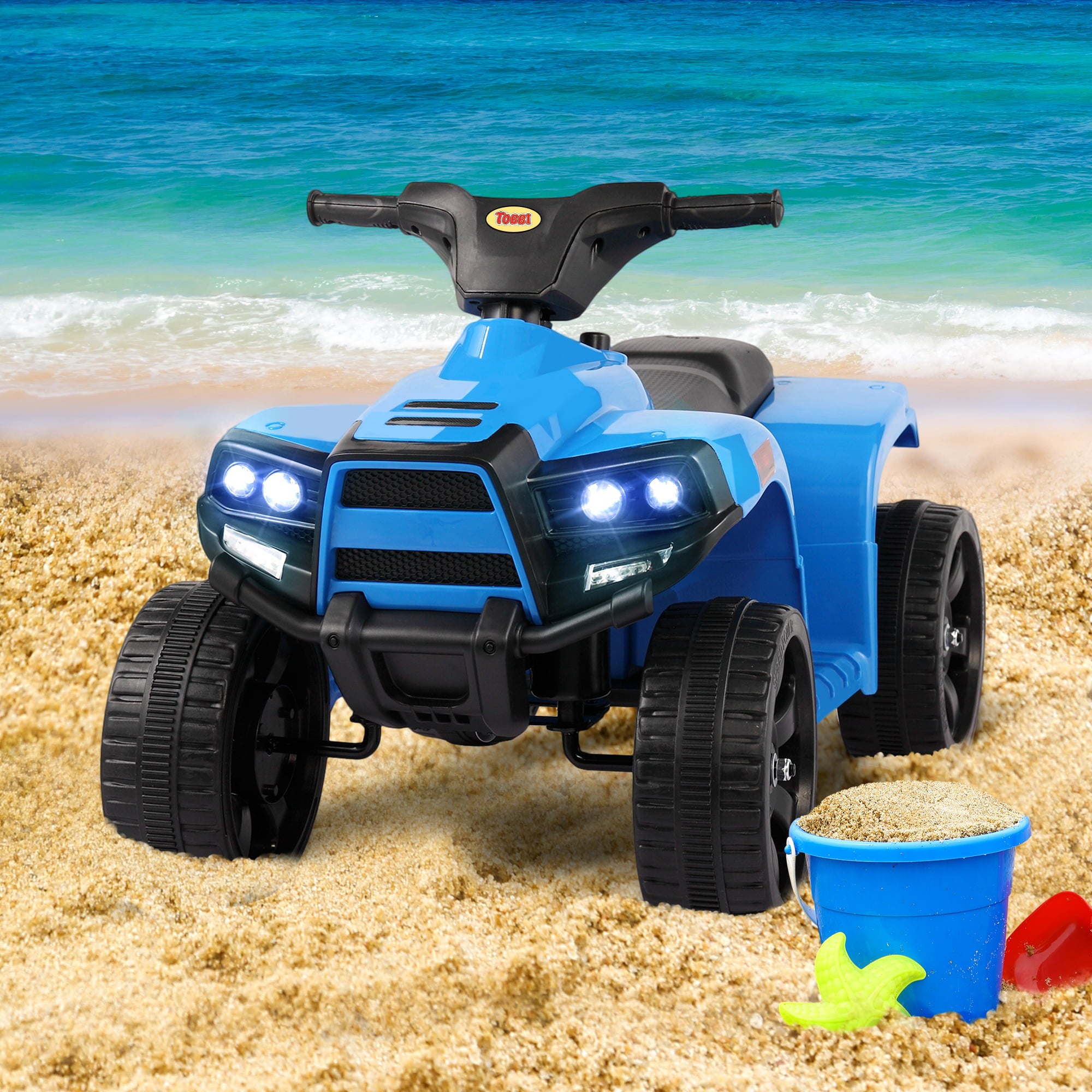 TOBBI 6V Electric Kids Ride on ATV Quad Car 4 Wheeler Ride on Toy W/ LED Headlight, Horn, Speed Indicator, Blue