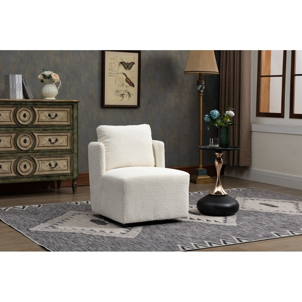 Chenille Upholstered 360 Degree Swivel Barrel Chair For Living Room Bedroom