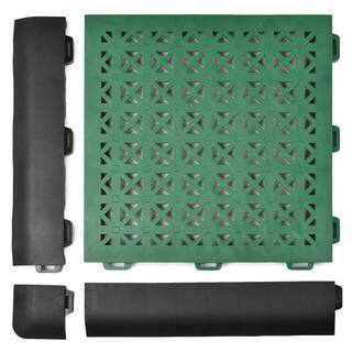 Greatmats StayLock Perforated Green 12 in. x 12 in. x 0.56 in. PVC Plastic Interlocking Outdoor Floor Tile (Case of 26) STLP12x12GRN26