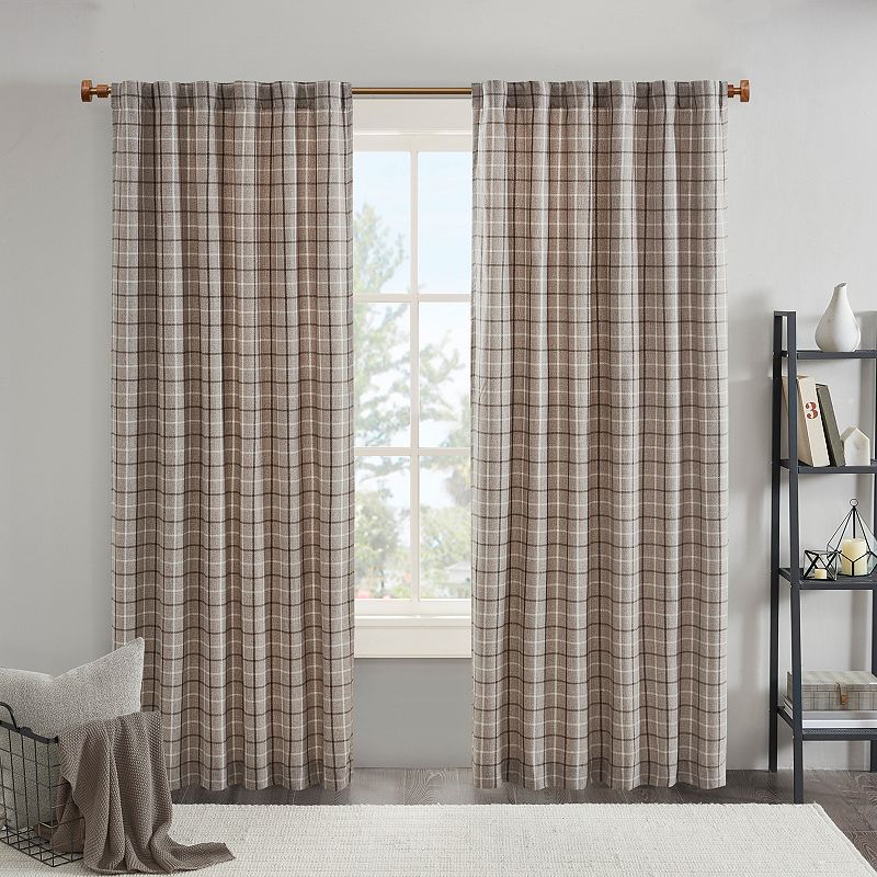 Madison Park Salford Plaid Rod Pocket and Back Tab Light Filtering 1 Window Curtain Panel