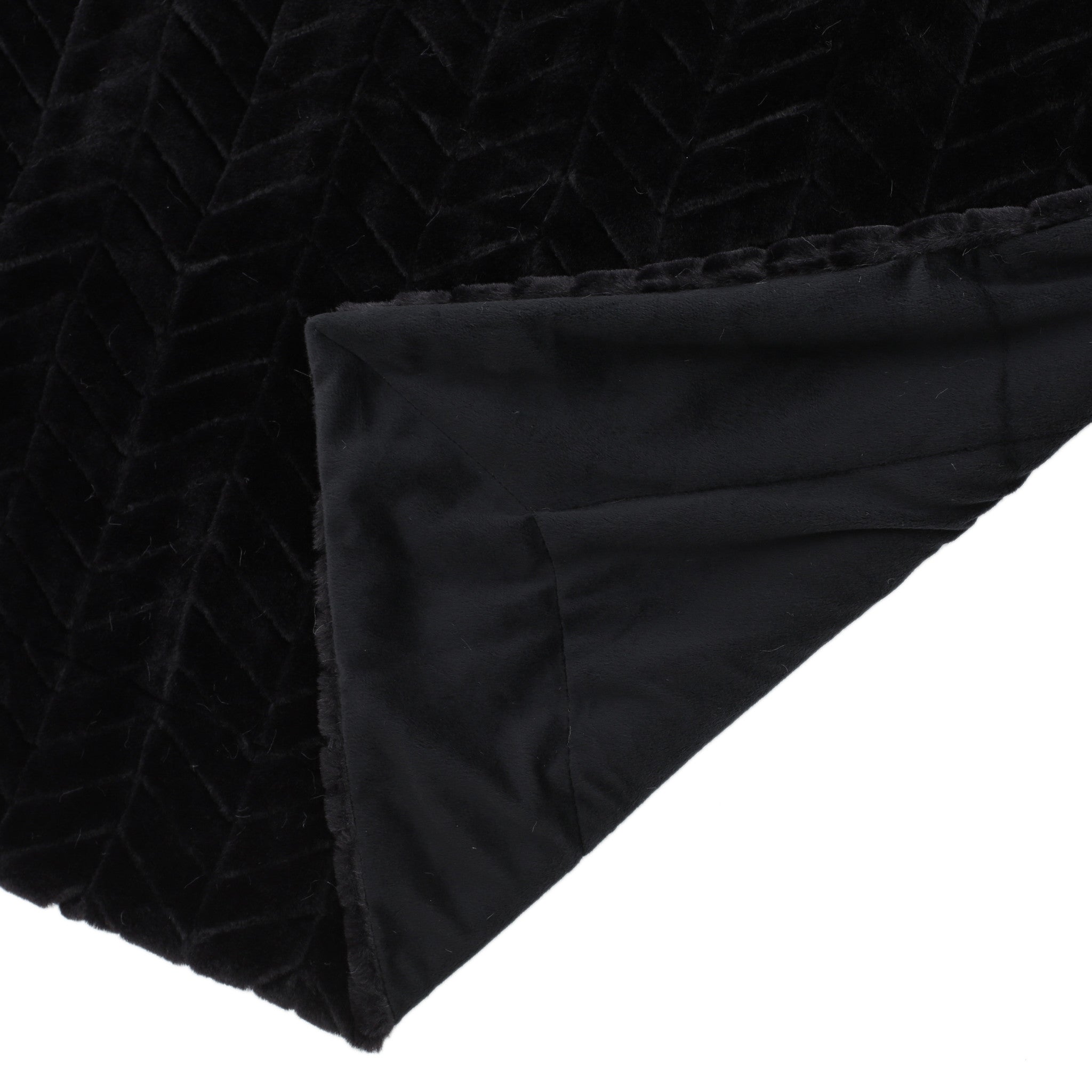 Tuscan Black Fur Fabric Throw Blanket