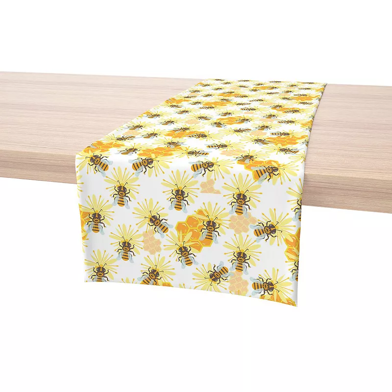 Table Runner， 100% Polyester， 14x108， Honey Bee Sketch