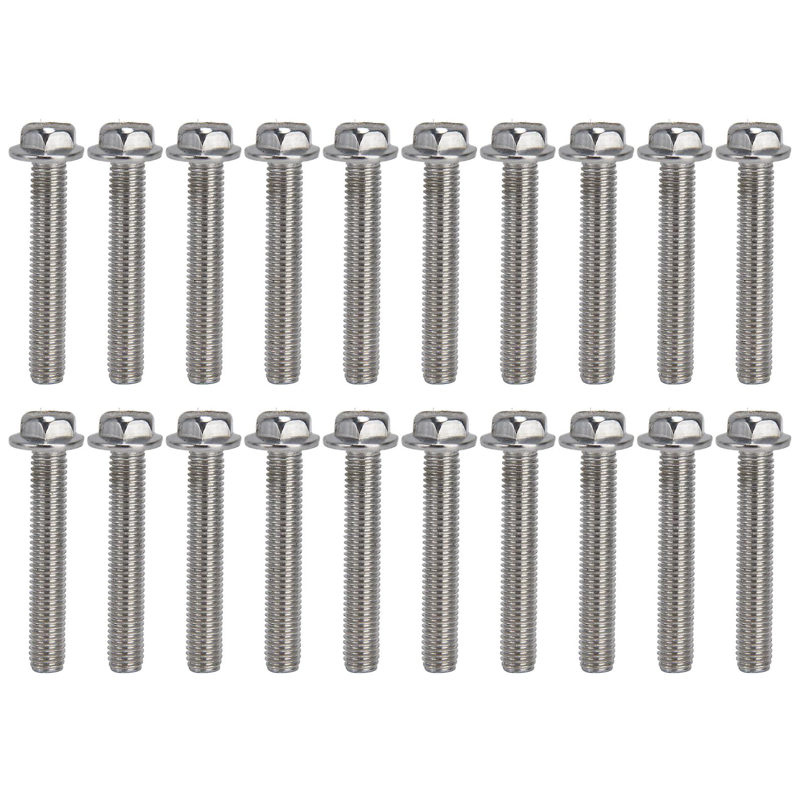 20Pcs M10x1.5 Screw Bolts A2‑70 Stainless Steel Flanged Hex Head Bolt with Gasket DIN6921M10x60