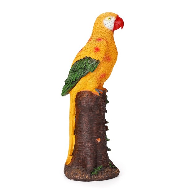 Techko Maid Parrot Yellow Solar Outdoor Garden Statue Decor With Spotlight