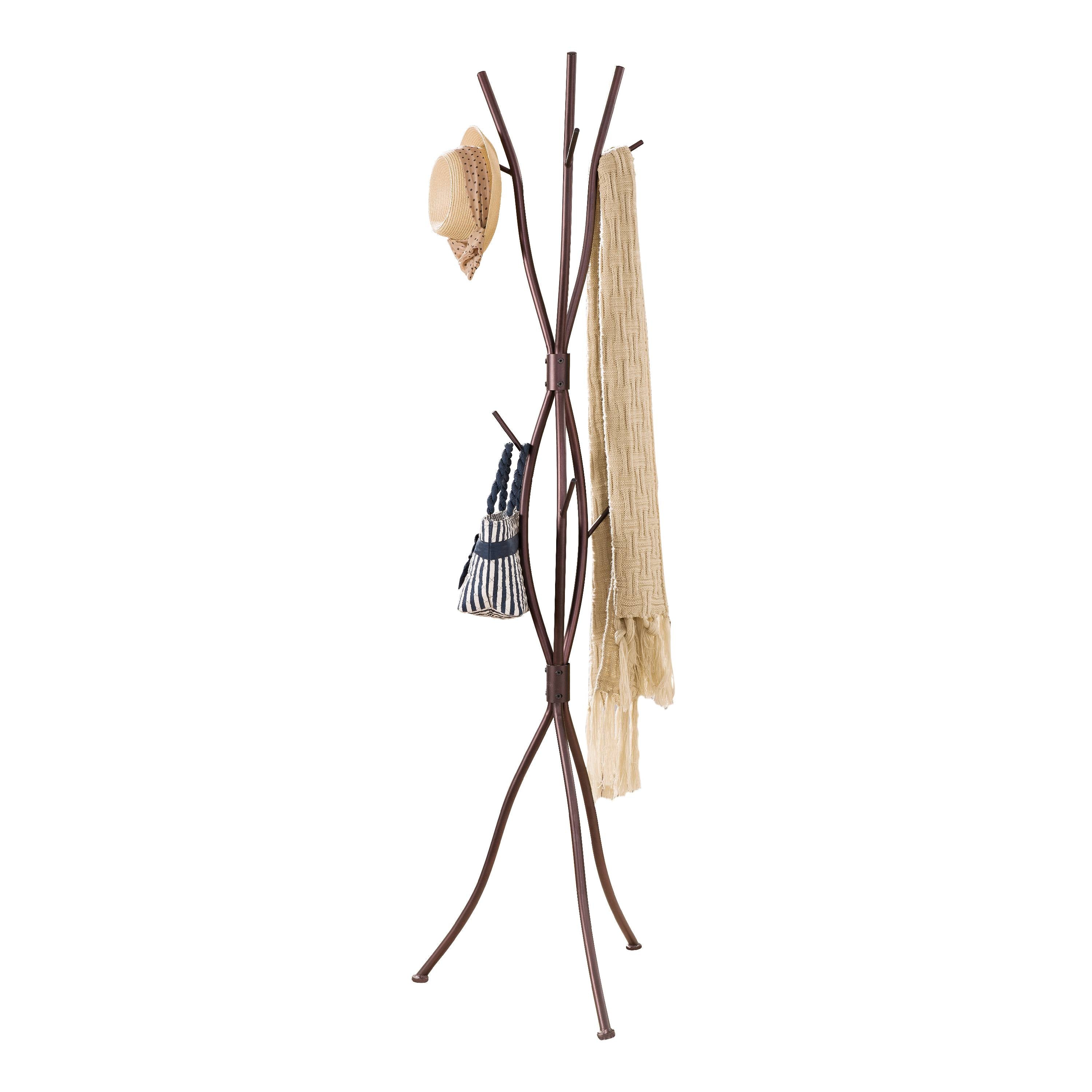 Bronze Metal 9 Hook Entryway Tree Branches Coat and Hat Rack Display Stand With Umbrella Stand