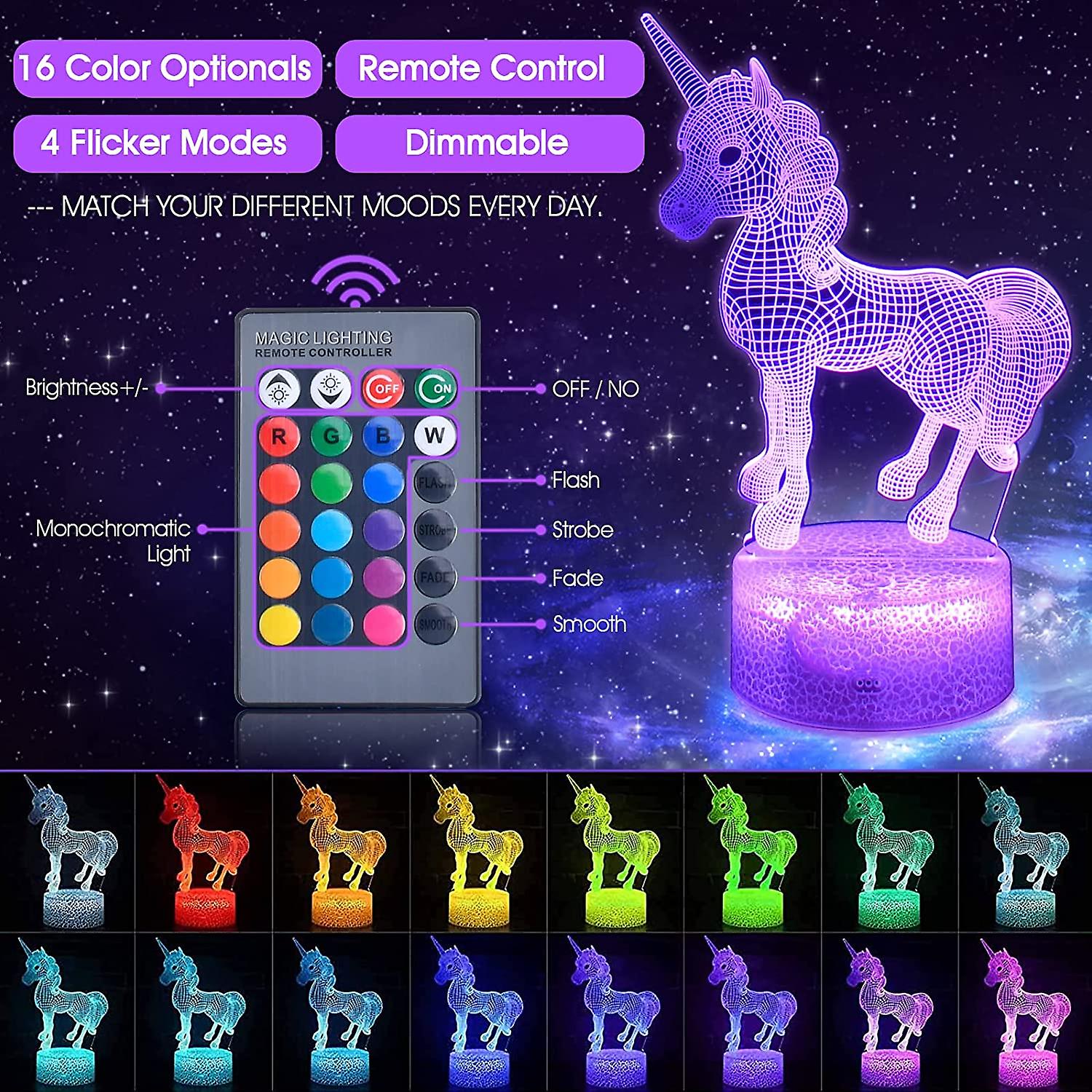 Gifts Night Lights For Kids With Remote and Smart Touch 7 Colors + 16 Colors Changing Dimmable Led Nightlight Bedside Lamp，best Toys 1 2 3 4 5 6 7 8 Yea