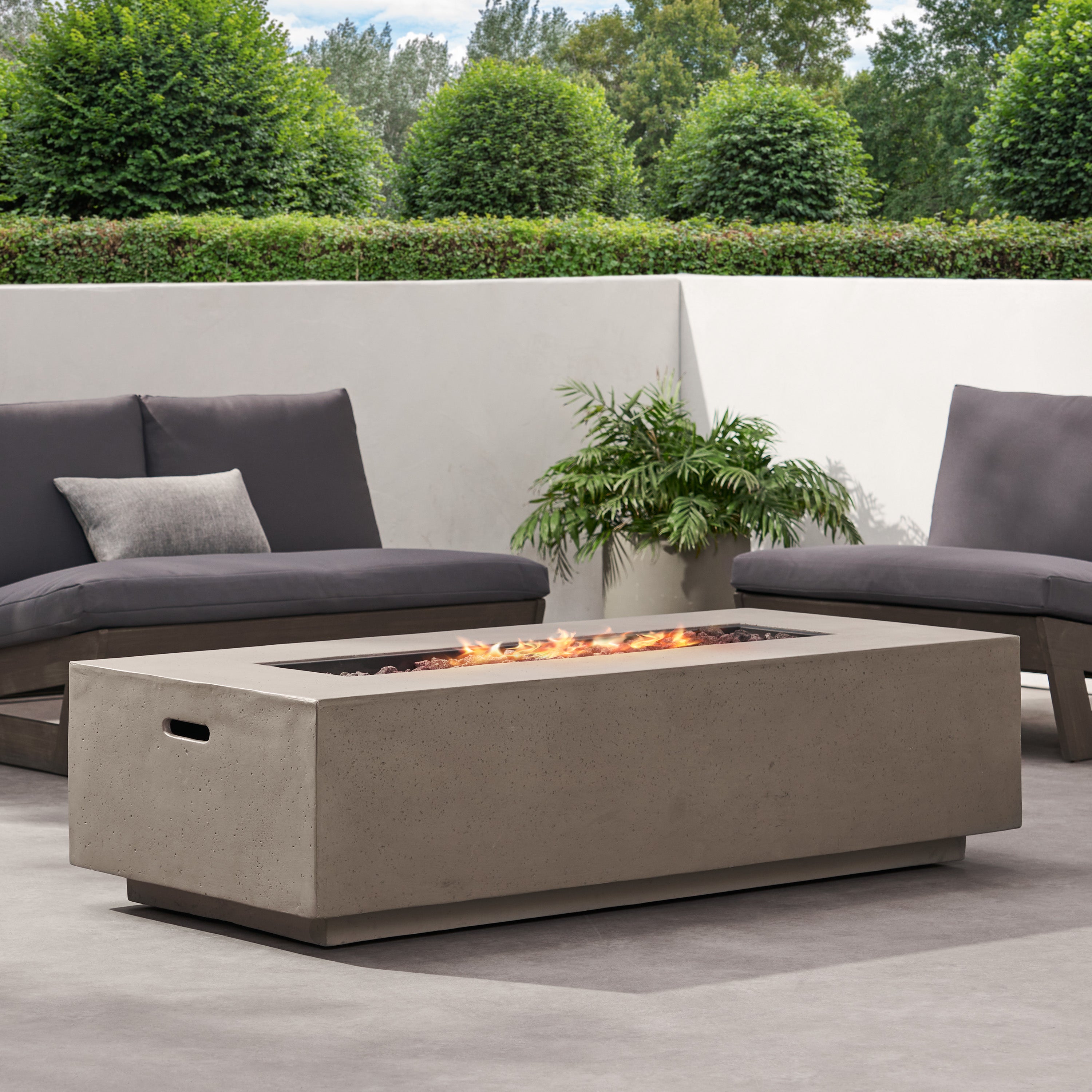 Hearth Outdoor 50,000 BTU Lightweight Concrete Rectangular Fire Pit (No Tank Holder)