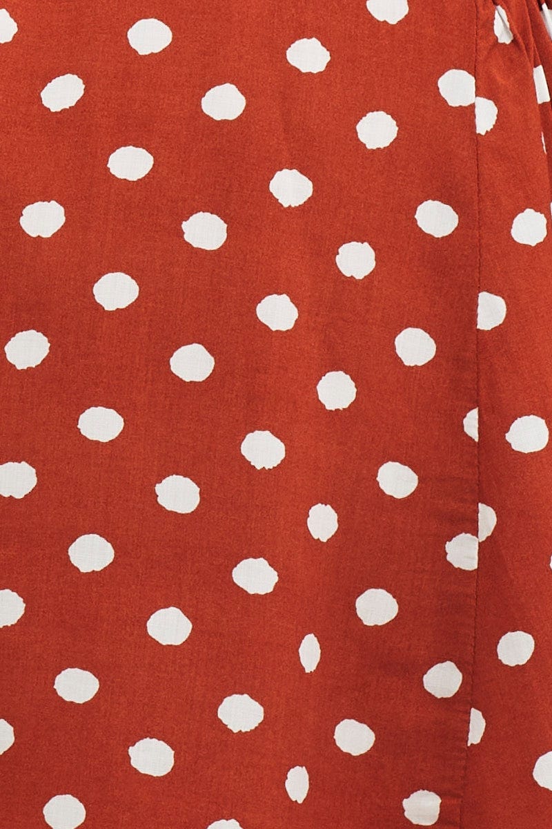 Polka Dot Playsuit Square Neck Long Sleeve