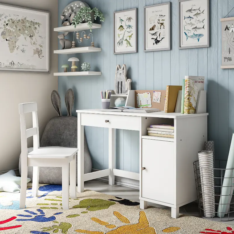 Abigail Kids White Desk with Chair