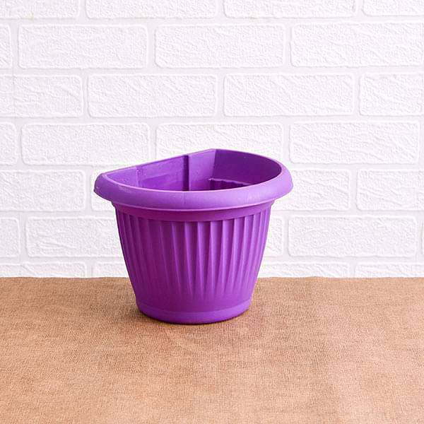 7.9 inch (20 cm) Bello Wall Mounted D Shape plastic Planter (Violet) (set of 6)