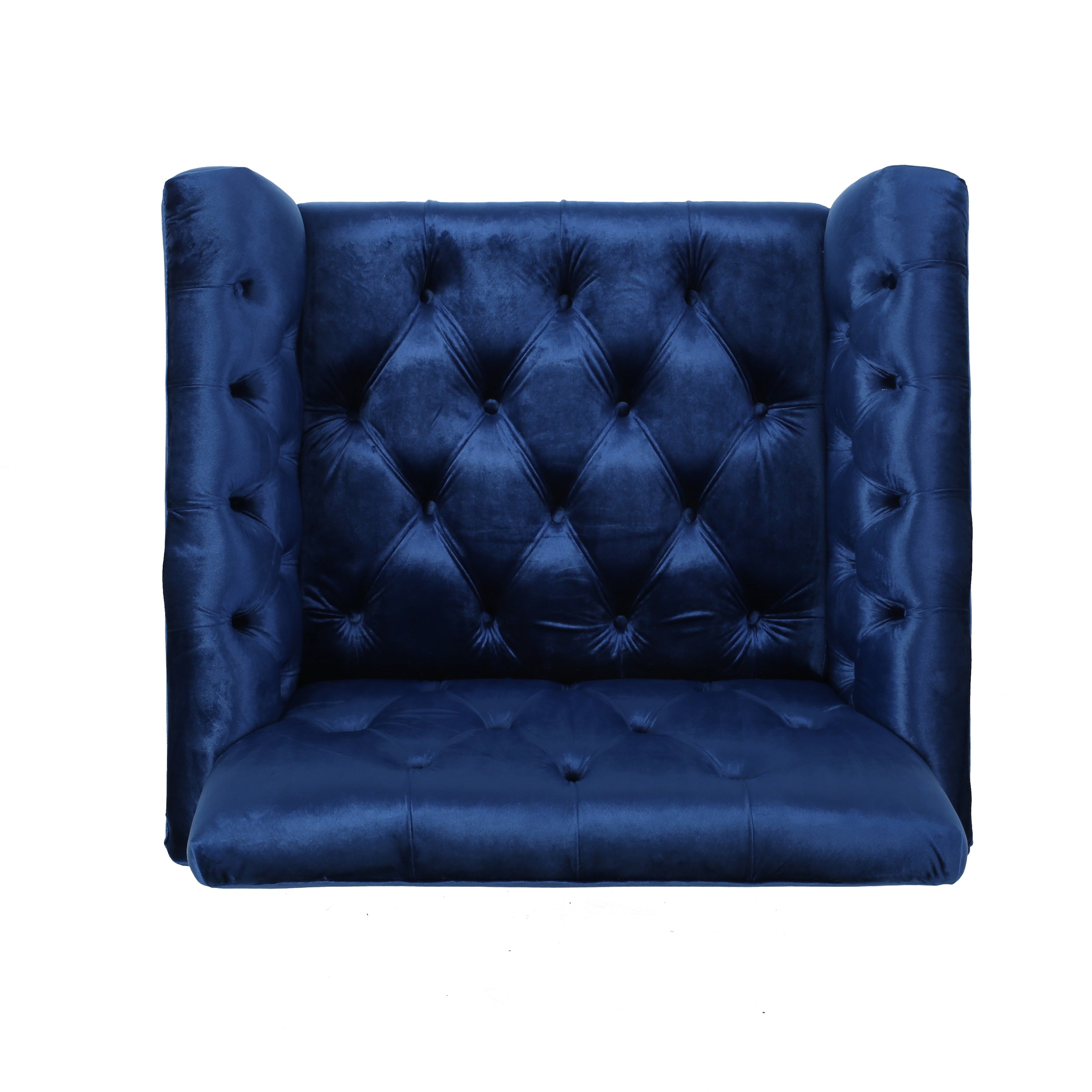 Doris Modern Glam Button Tufted Diamond Stitch Velvet Club Chair with Gold Frame