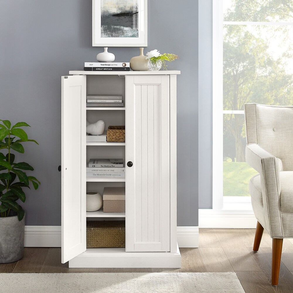 Seaside Distressed White Accent Cabinet