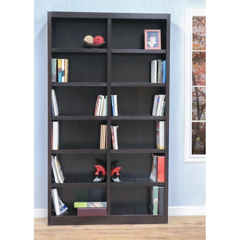 Home Square 2 Piece Traditional Double Wide Wood Bookcase Set in Espresso   Transitional   Bookcases   by Homesquare  Houzz