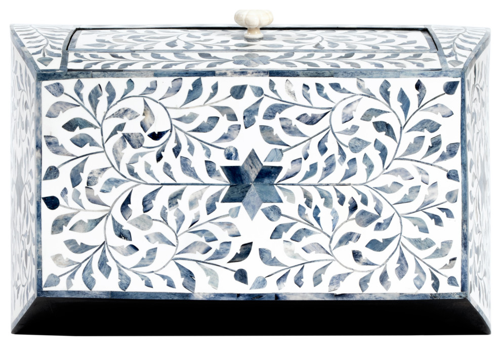 Butler Trubadur Blue and White Bone Inlay Side Table   Mediterranean   Side Tables And End Tables   by Butler Specialty Company  Houzz