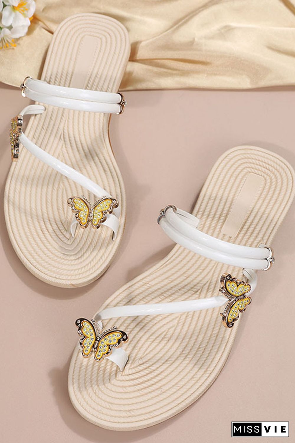 Butterfly Toe Ring Straps Flat Sandals