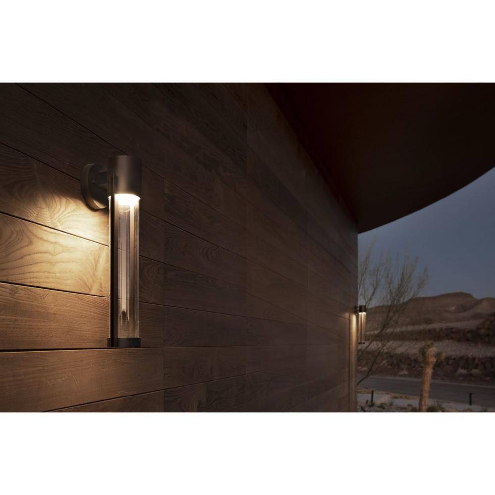 Progress Lighting Z-1030 LED Collection 1-Light Textured Black Clear Glass Modern Outdoor Medium Wall Lantern Light P560056-031-30