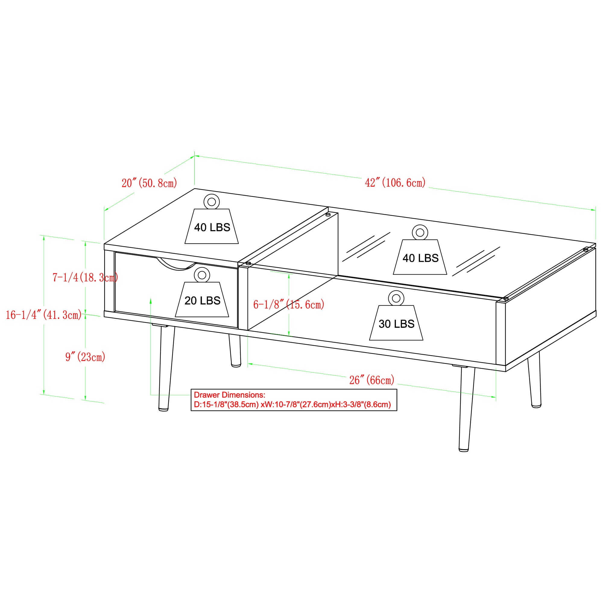 Bellamy Studios Booker Single-Drawer Wood/Glass Coffee Table, Multiple Finishes