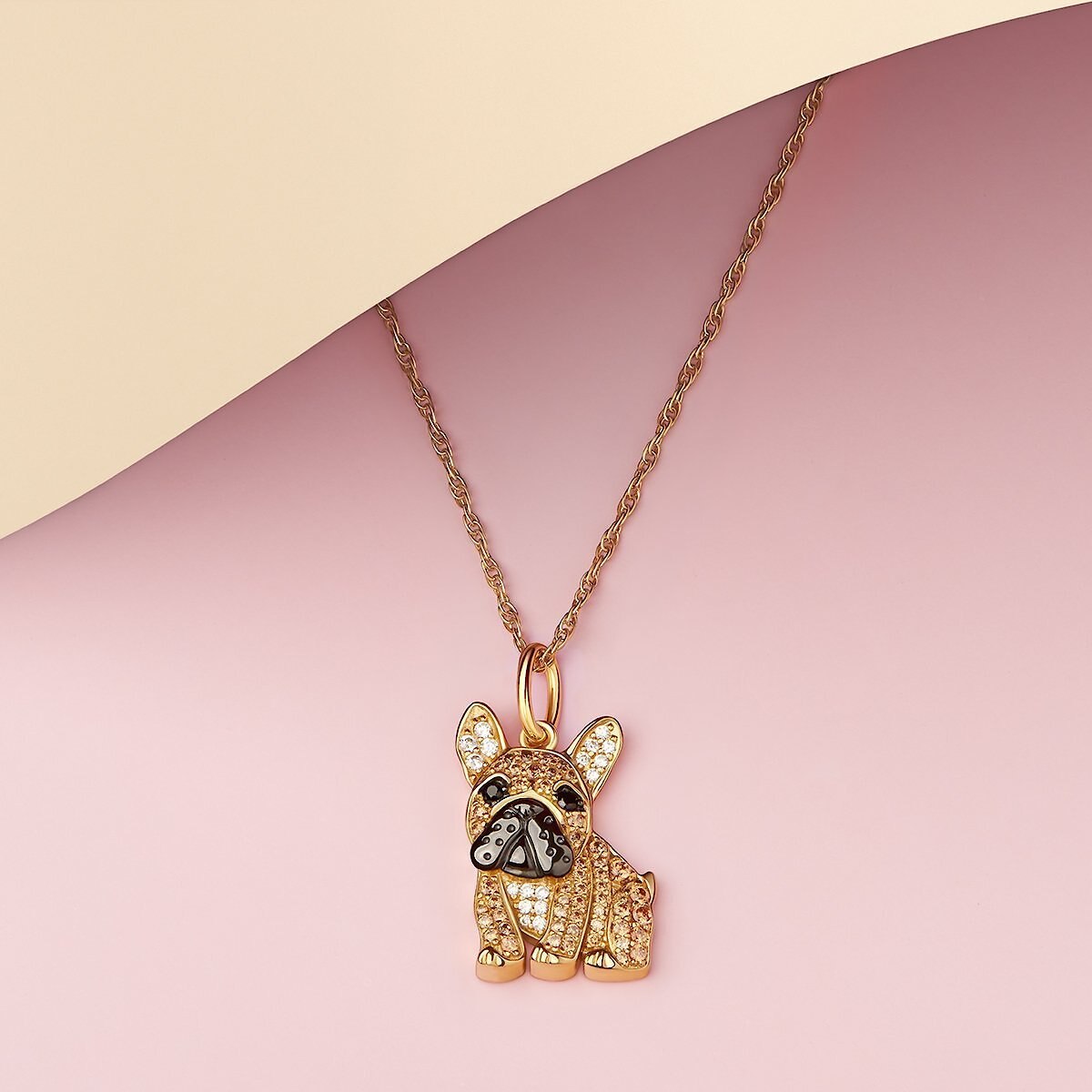 Scamper and Co 18K Yellow Gold Plated Sterling Silver French Bulldog Pendant Necklace