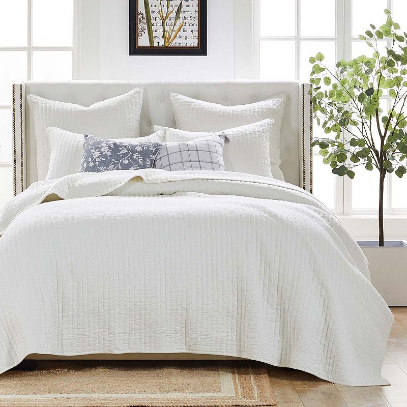 Monterrey Finely Stitched Quilt Set Moisture Wicking Cotton Classic Solid Color Style Machine Quilted