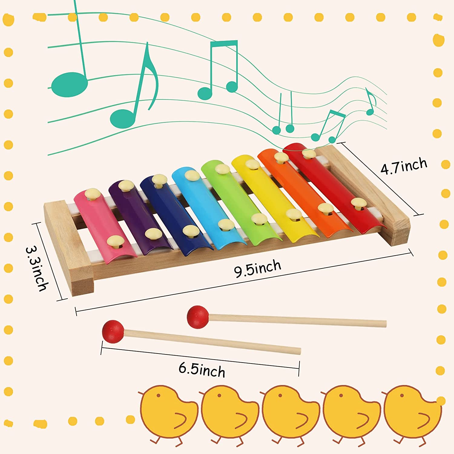 LOOIKOOS Xylophone for Kids Wood Xylophone with 2 Mallets Educationaland Preschool Learning Baby Percussion Wooden Musical Instruments Toys for Boys and Girls