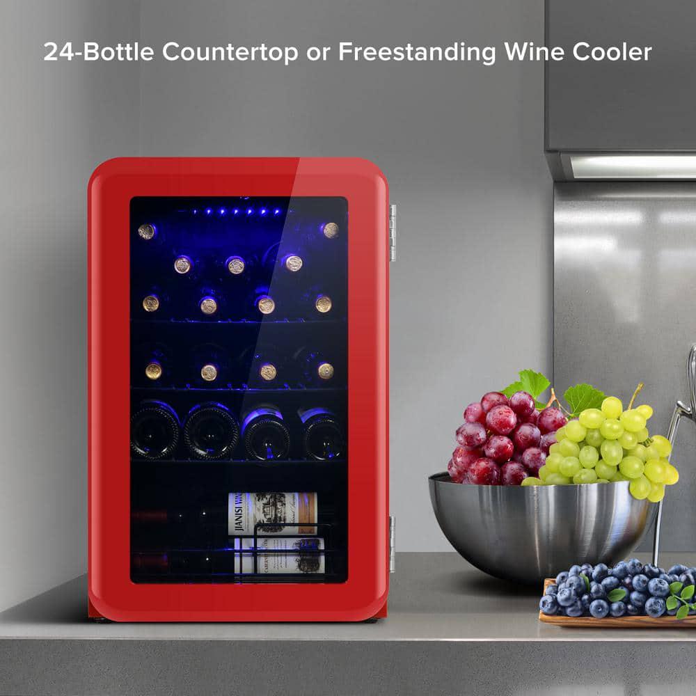 24 Bottle Free Standing Wine Cooler in Black