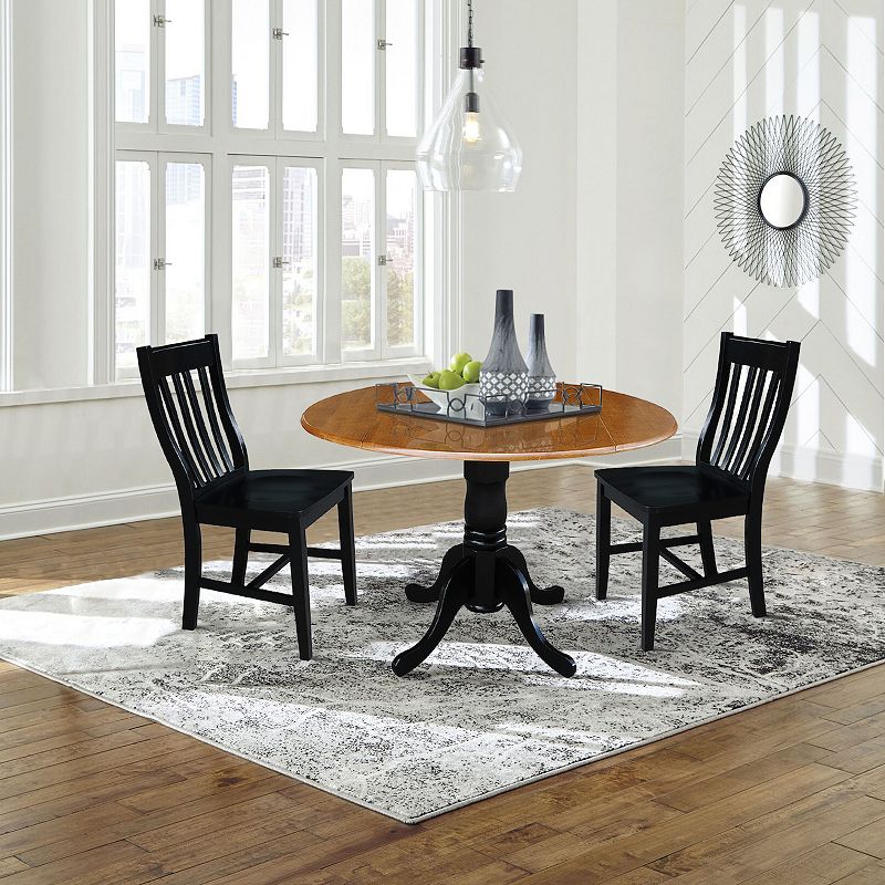 International Concepts Drop Leaf Table and Slat Chair 3-piece Set