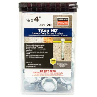 Simpson Strong-Tie Titen HD 12 in. x 4 in. Zinc-Plated Heavy-Duty Screw Anchor (20-Pack) THD50400HC20