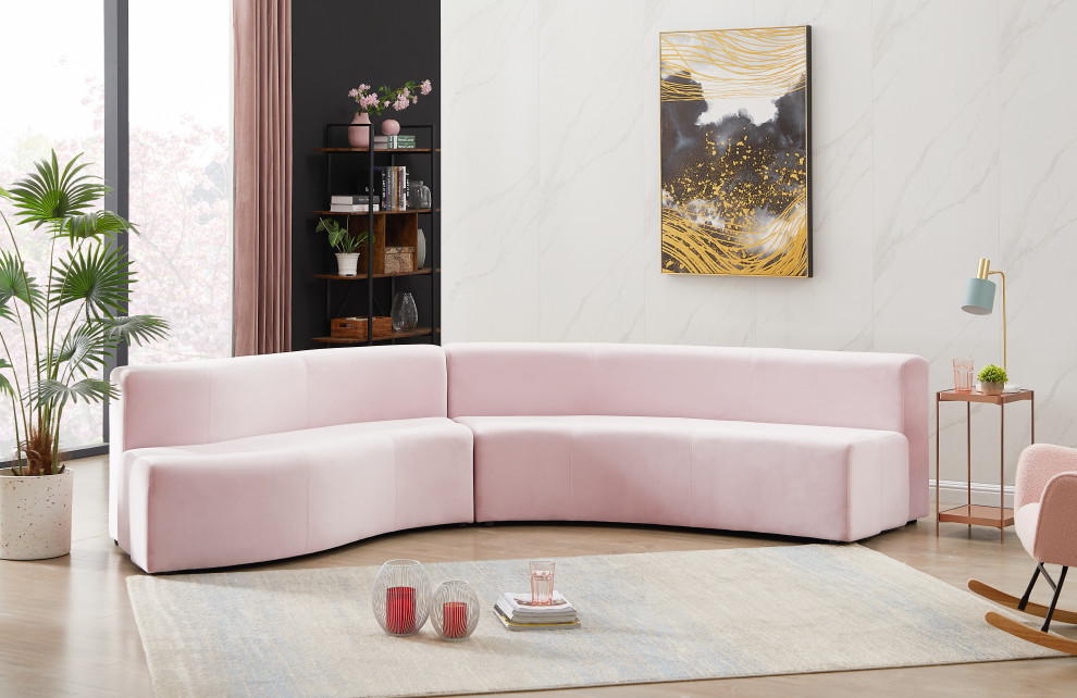 Curl Velvet Upholstered 2 Piece Sectional   Contemporary   Sectional Sofas   by Meridian Furniture  Houzz