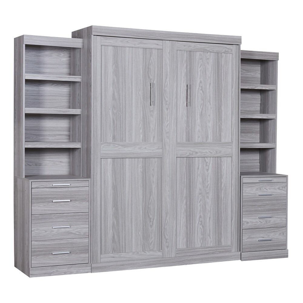 Modern Murphy Bed with Storage Shelves   Drawer  Wall Bed Can Be Folded into a Cabinet  for Bedroom  Living Room or Home Office