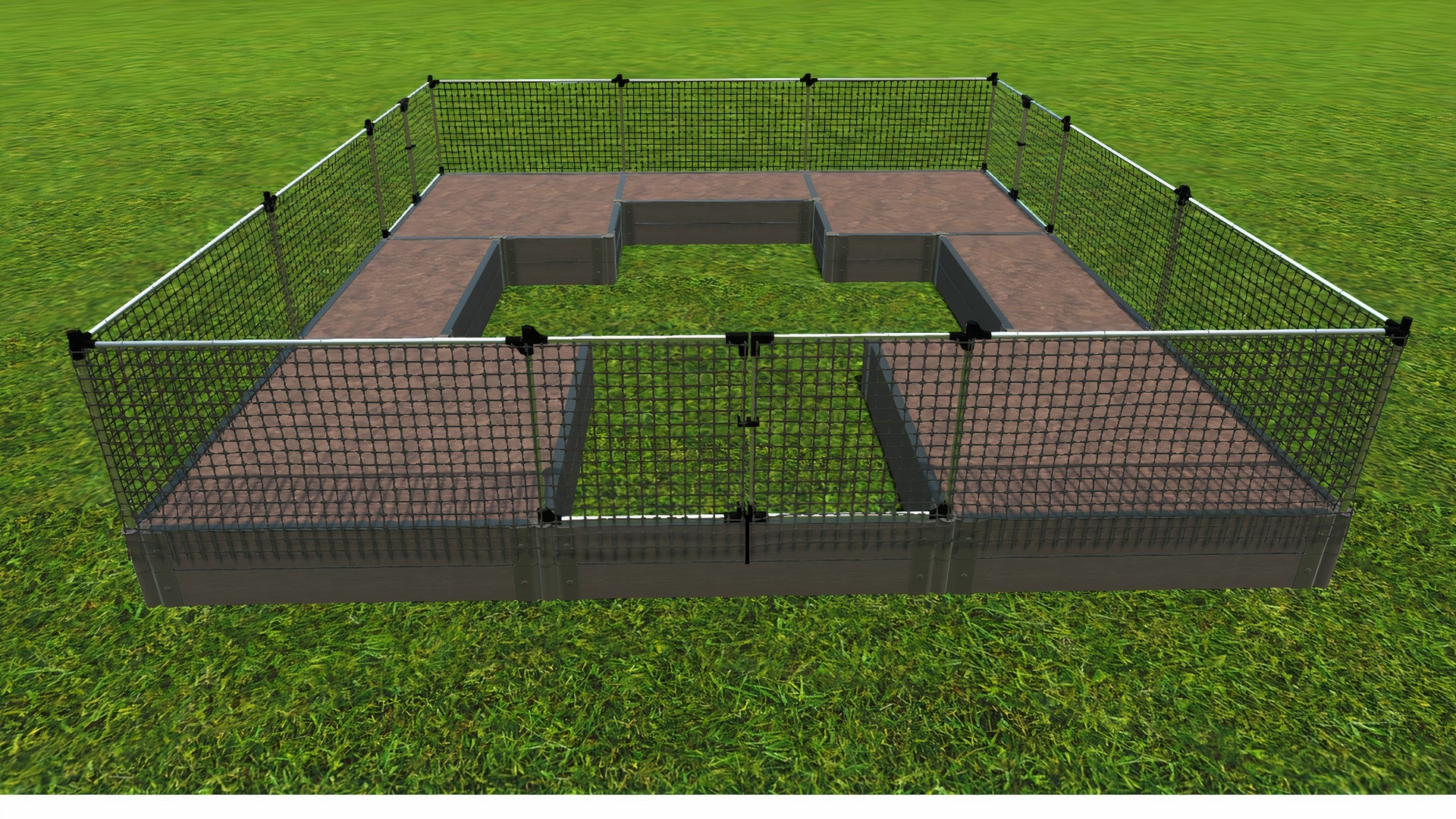 Walk-In 'Center Cross' 12' x 12' Animal Barrier Raised Garden Bed - 2