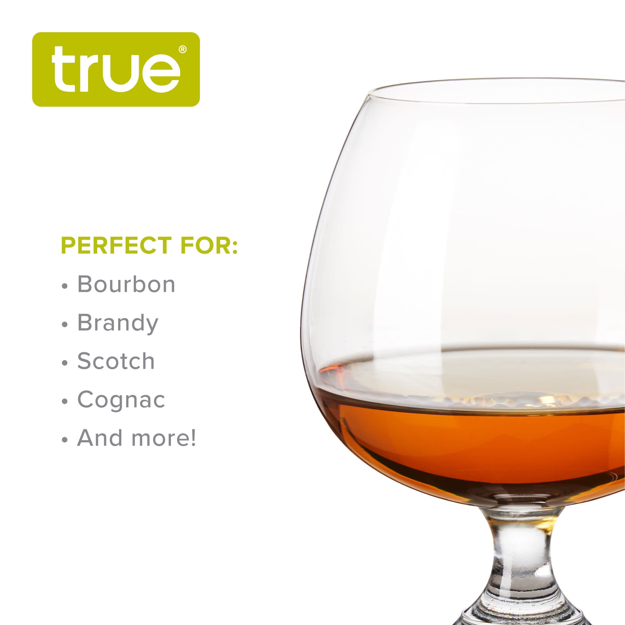 True Snifter Glasses Brandy Bowls， Cognac Balloon Glass for Bourbon and Whiskey