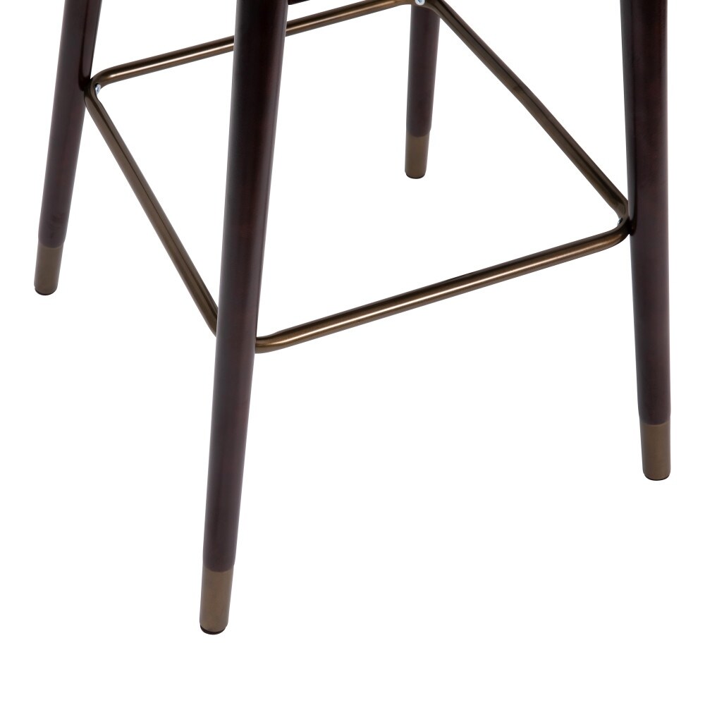 Upholstered Bar Stool with Wooden Legs