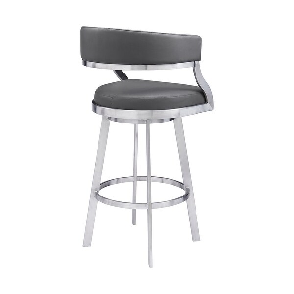 Dione Counter/Bar Height Swivel Faux Leather and Brushed Stainless Steel Bar Stool - N/A