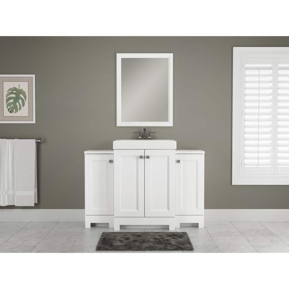 Glacier Bay Shaila 245 in W x 162 in D x 351 in H Freestanding Bath Vanity in White with White Cultured Marble Top