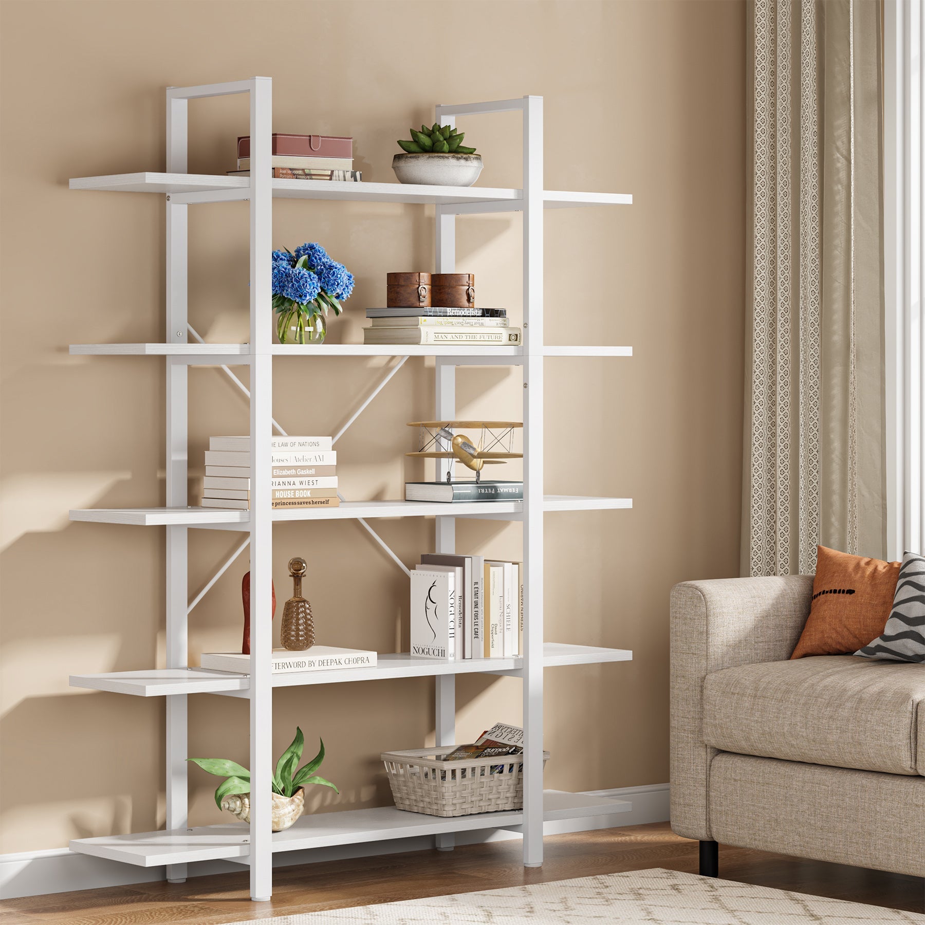 5-Tier Bookshelf, Open Etagere Bookcase Storage Display Rack