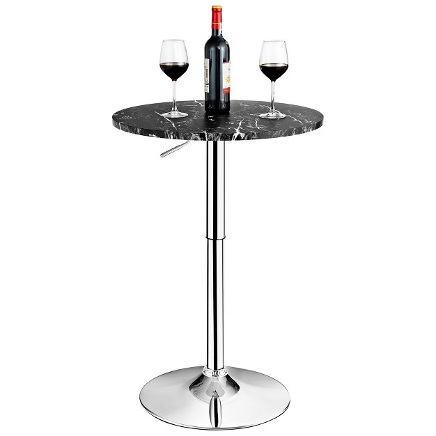 Costway 2pcs Round Bistro Bar Table Height Adjustable 360 degree Swivel Black