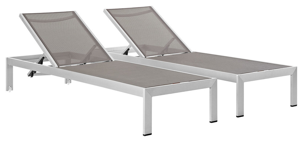 Shore Chaise Outdoor Aluminum Set of 2   Contemporary   Outdoor Chaise Lounges   by Modern Furniture LLC  Houzz