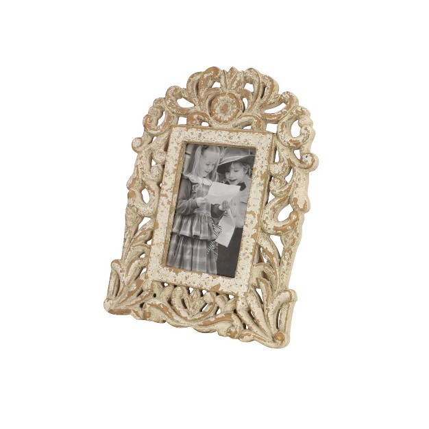 Wooden Scroll Handmade Intricate Carved 1 Slot Photo Frame White Olivia amp May