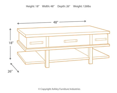 Signature Design by Ashley Stanah Rustic Rectangular Lift Top Coffee Table with 2 Drawers, Floor Shelf for Storage, Brown with Distressed Finish