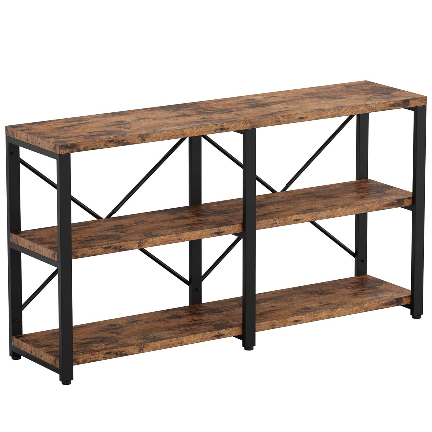 Entryway Console Table 55 in 3-Tier Hallway Table, TV Stand Entertainment Center Media Stand Industrial Style Vintage