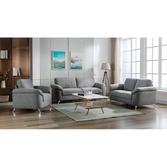 Villanelle Light Gray Linen Sofa Loveseat Chair Li...