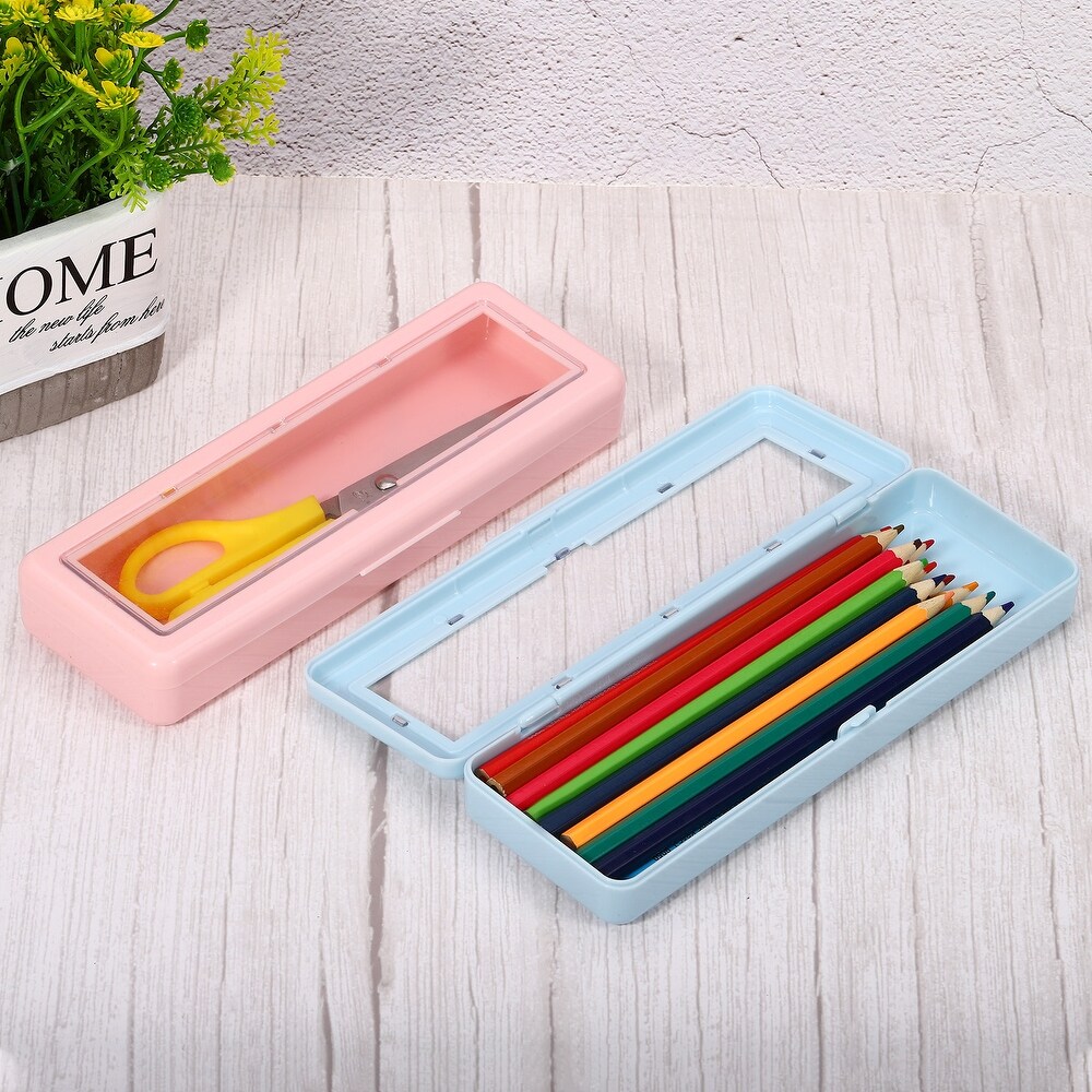 Large Capacity Pencil Case 2pcs Pen Cosmetic Bag Stationery Organizer   Blue Pink