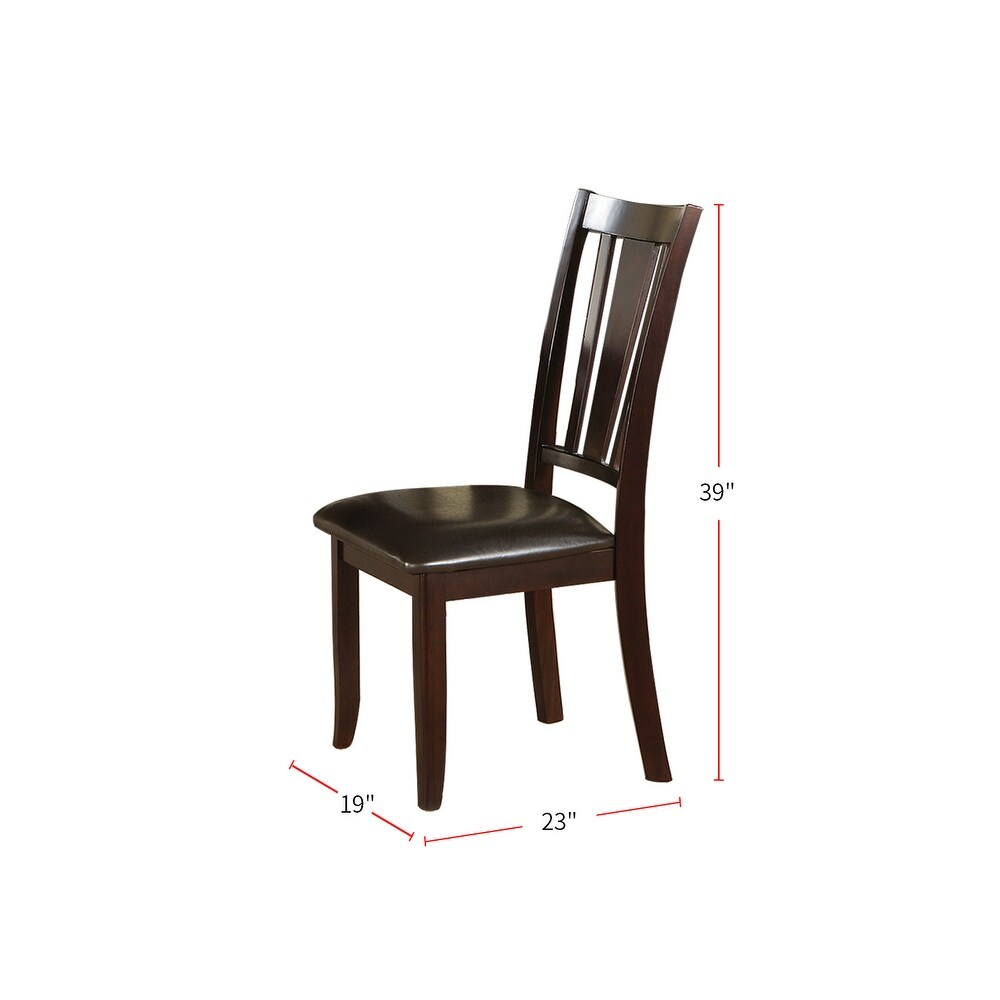 PU Leather Upholstered Wood Dining Chairs Set of 2，Kitchen Side Chairs with Slat Back   Rubber Wood Legs  Dining Room Furniture