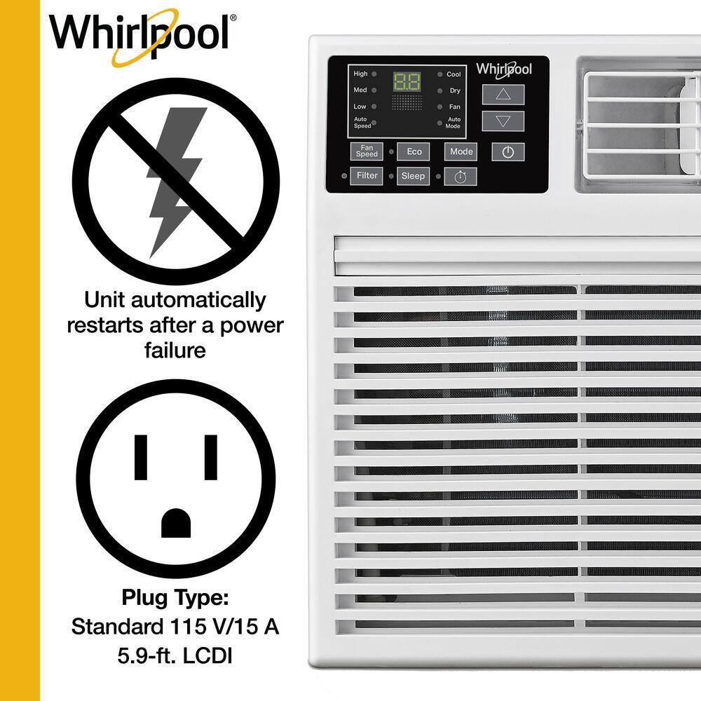 Whirlpool Energy Star 12000 BTU Through-the-Wall AC Dehumidifer for Rooms up to 550 Sq. ft Remote Control Digital Display Timer WHAT121-1AW