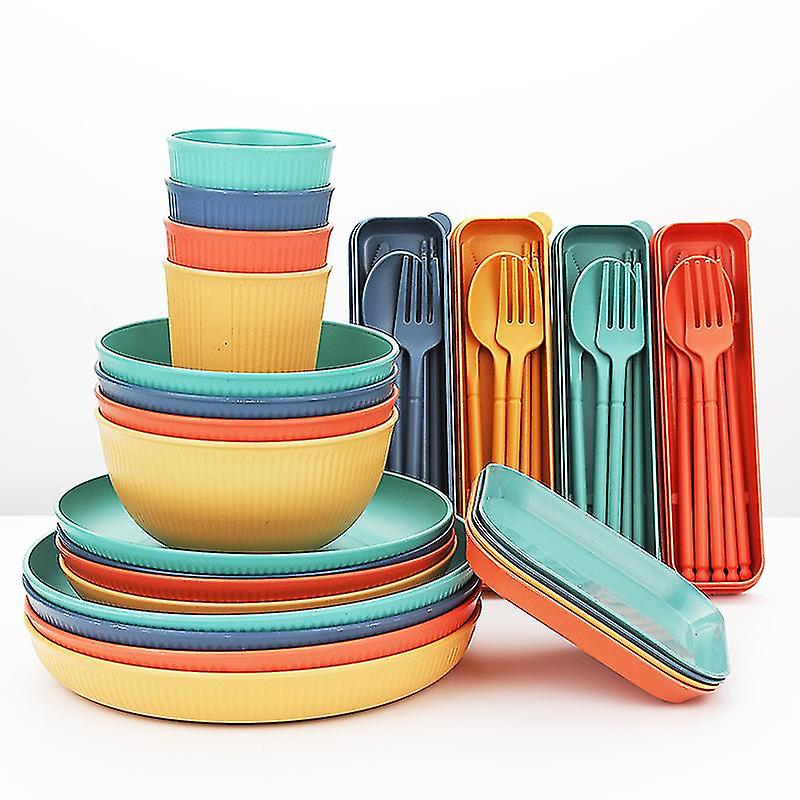 Camping Plate And Bowl Set Plastic Picnic Tableware Set