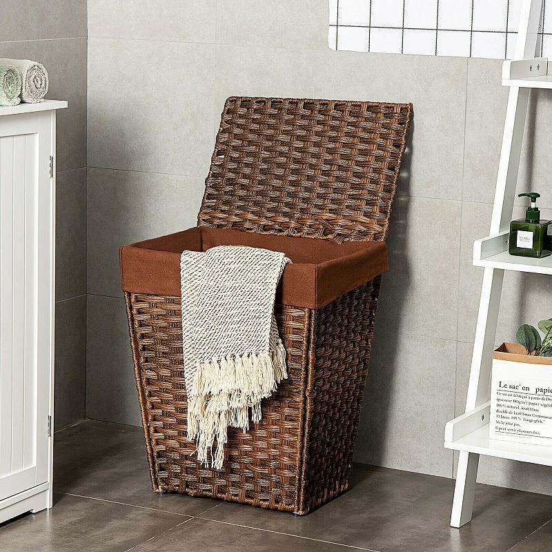 Foldable Handwoven Laundry Hamper with Removable Liner