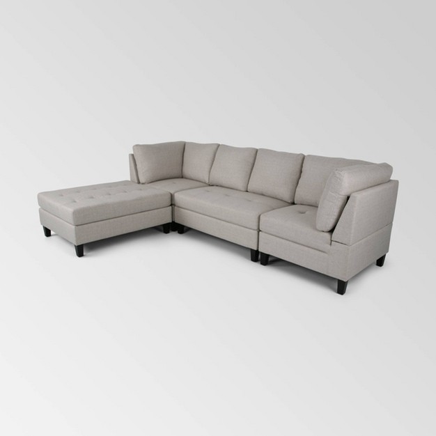 4pc Beckett Contemporary Sectional And Ottoman Set Beige Christopher Knight Home