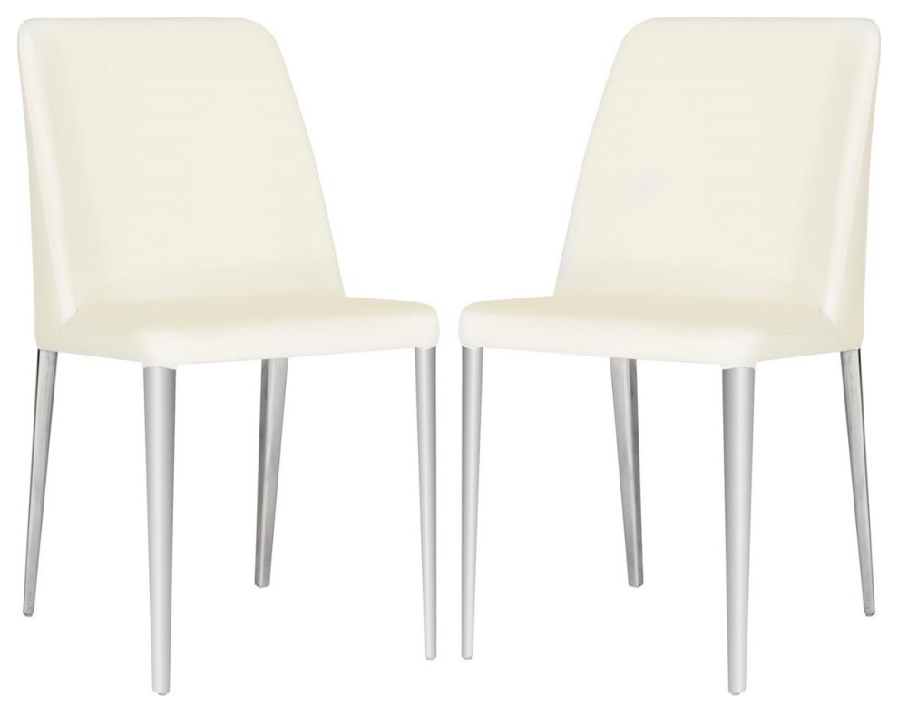 Ezran 18 quotH Leather Side Chair  Set of 2  White   Midcentury   Dining Chairs   by V.S.D Furniture  Houzz