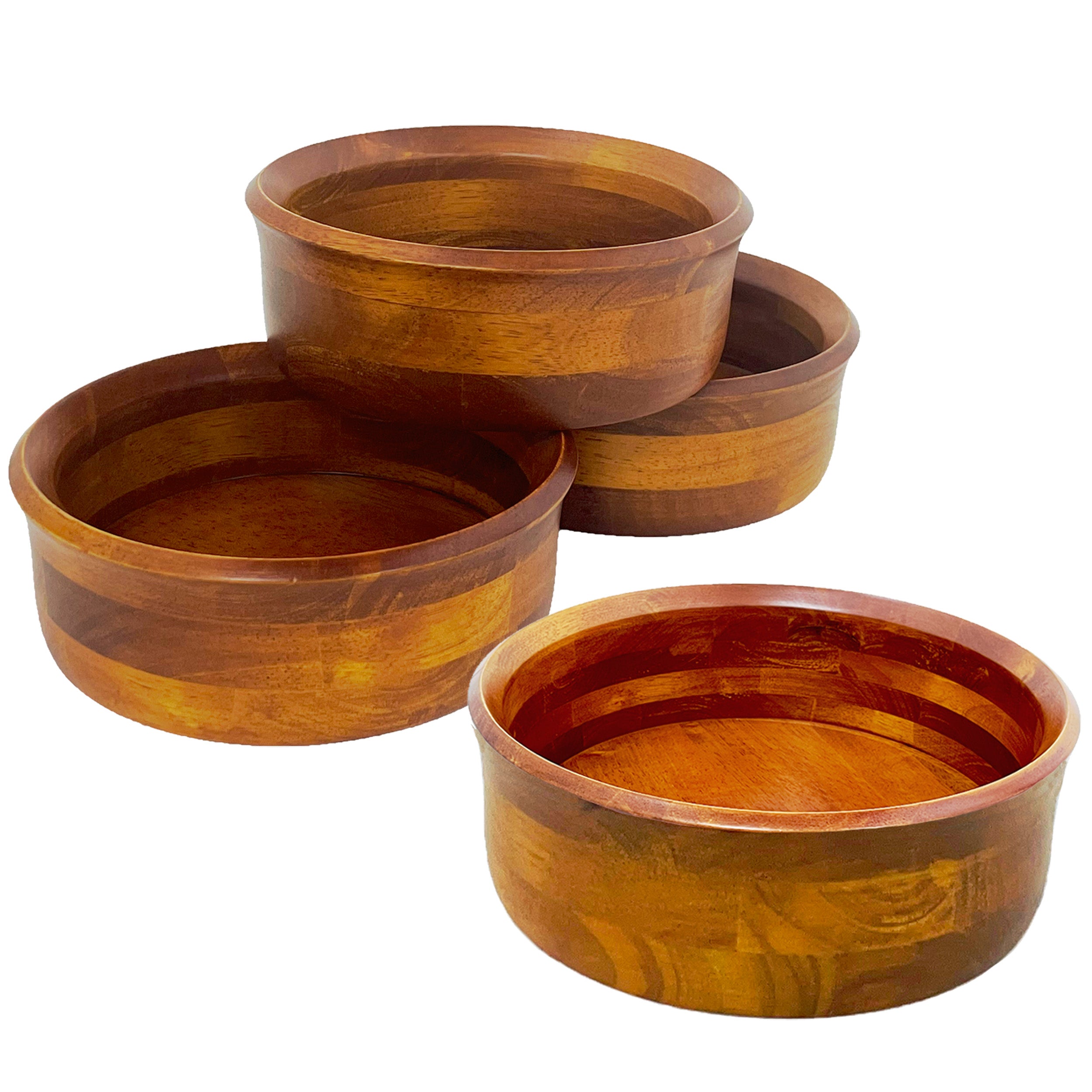 4 Pc Individual Cherry Finish Salad Bowl Set